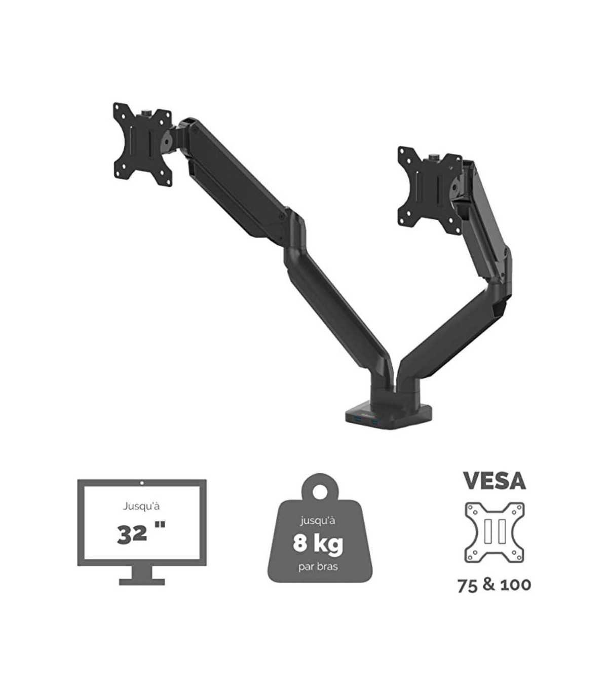 Fellowees Bras Double Platinum Series - Kit de montage bras réglable pour 2 moni