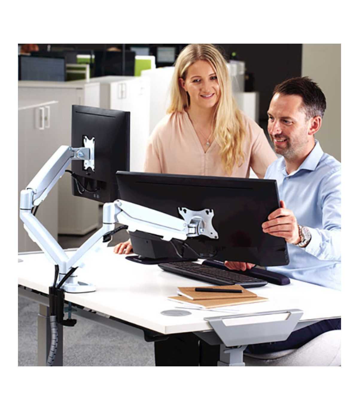 FELLOWES BRAS PORTE-ECRAN DOUBLE EPPA BLANC