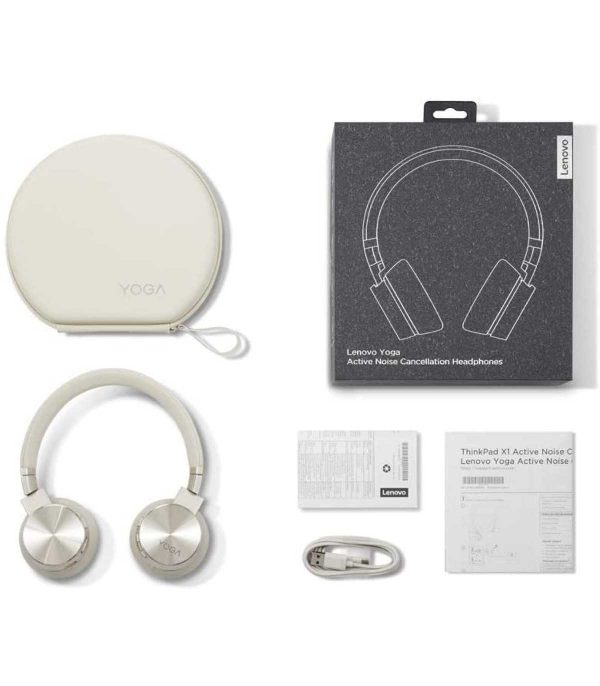 Lenovo Casque Yoga ANC Beige ss fil Suppression Active du bruit 800mAh Bluetooth