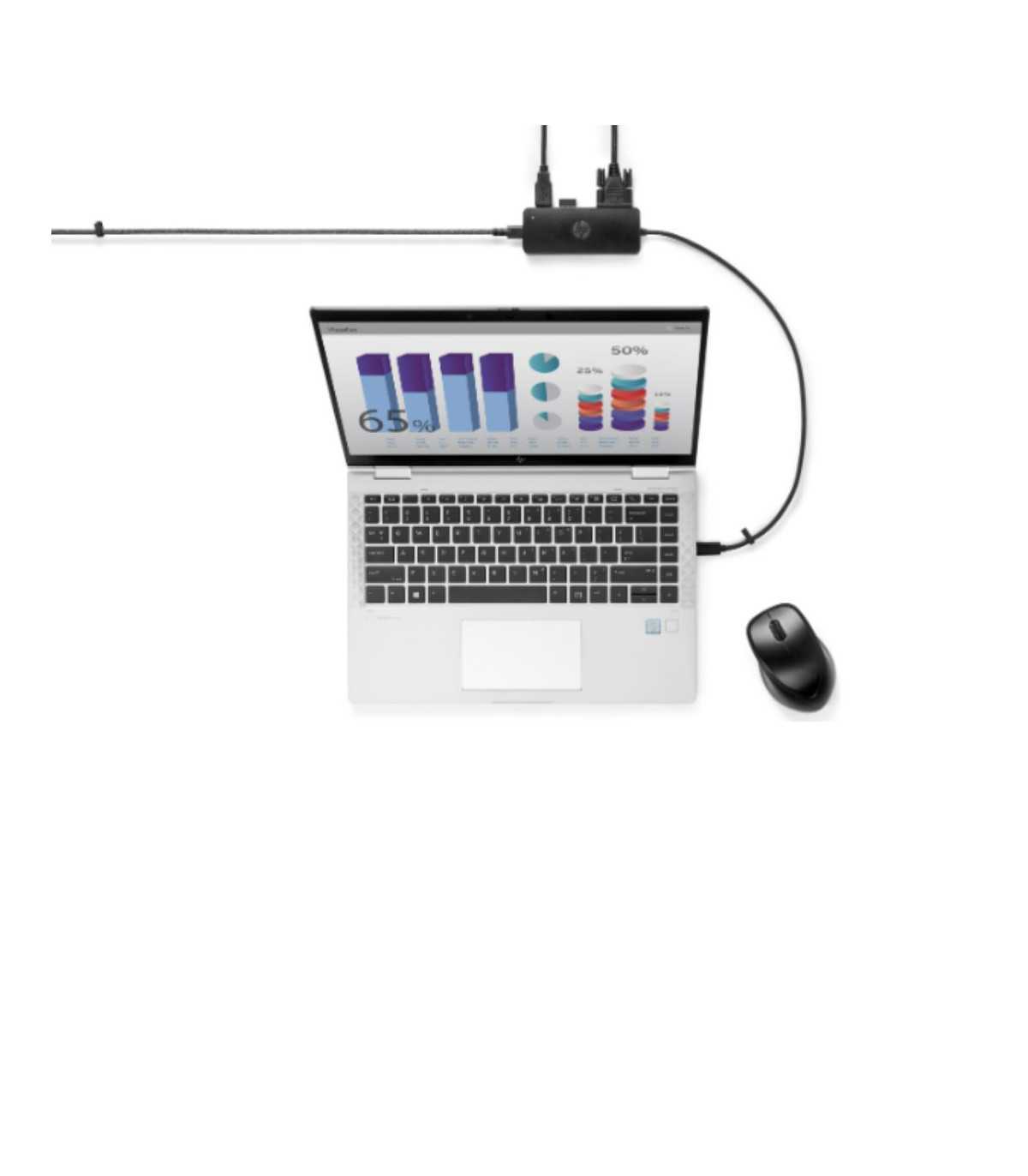 HP-C HUB USB-C de voyage HP G2 : 2 ports USB Type-A, 1 module d'alimentation USB