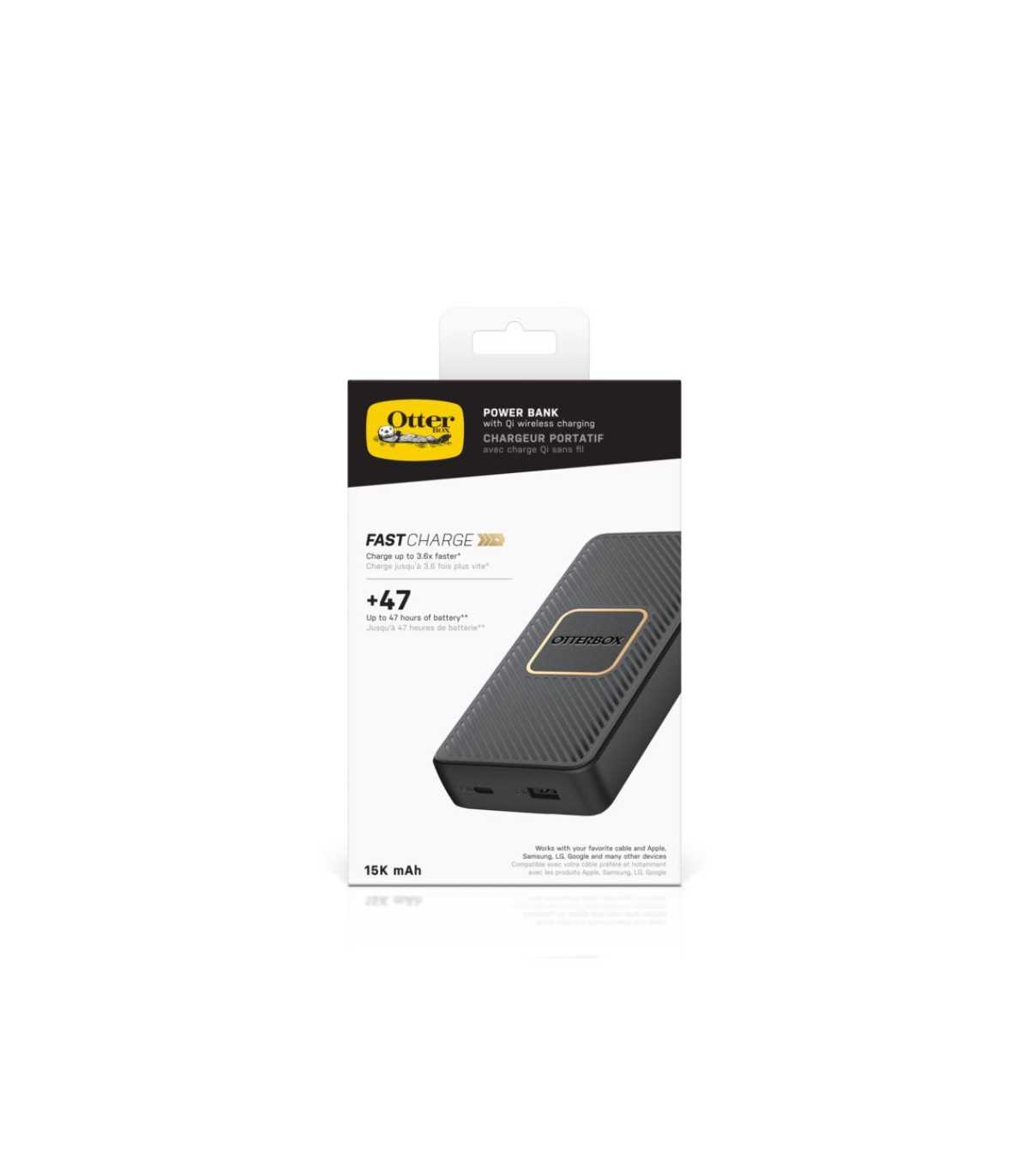 OtterBox Power Bank Induction 15K MAH USB A&C 18W USB-PD - WIRELESS 10W - black