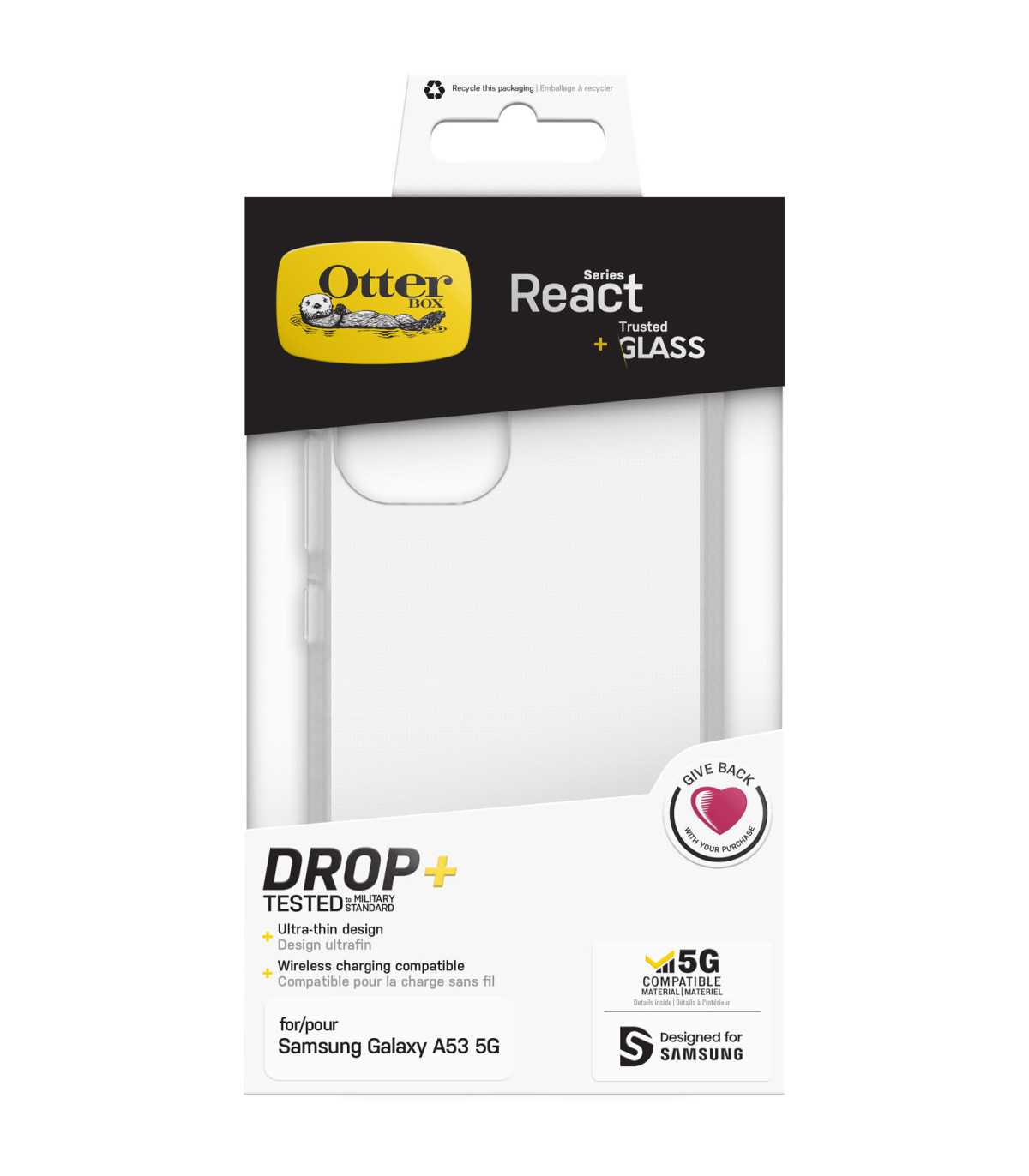 OtterBox Coque React - Trusted Glass SENSESFAIL (A53)- clear