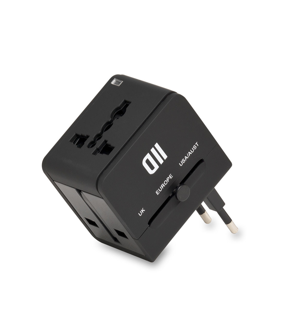 Adaptateur multi pays 2USB 2A noir