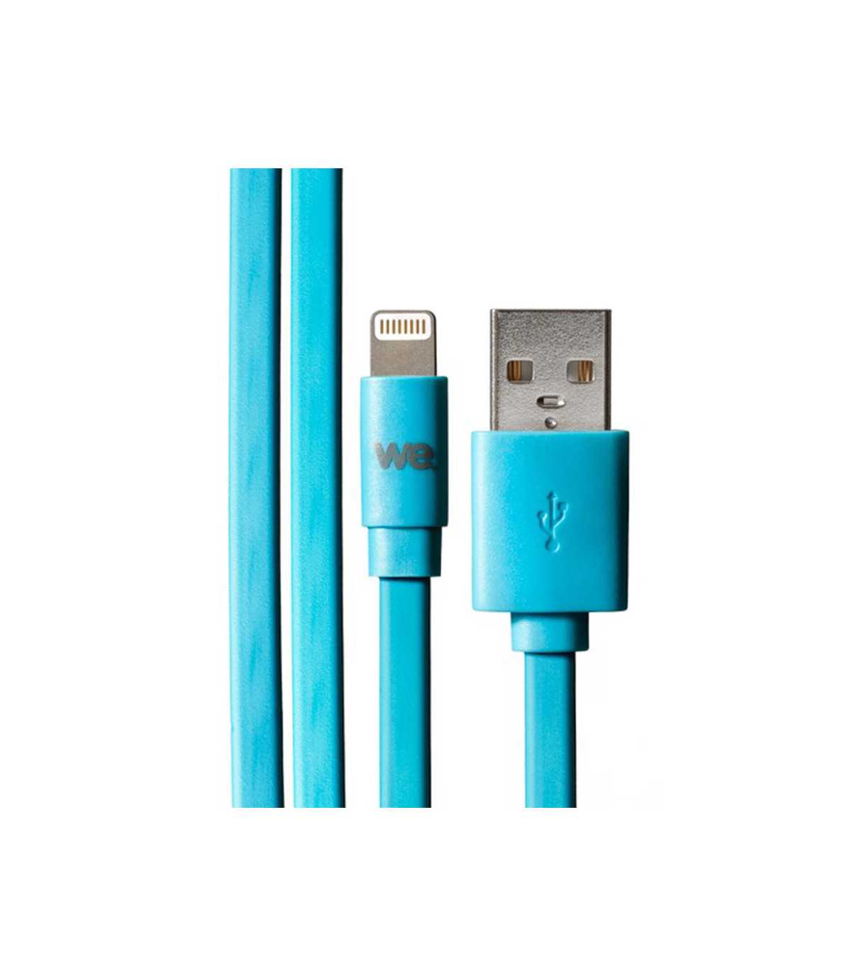 C ble Apple USB/lightning plat: évite de faire des noeuds 1m bleu - en silicone