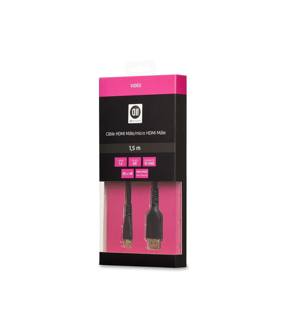 C ble HDMI 1.4 M/micro HDMI M 1.50 m c ble noir connecteur gold