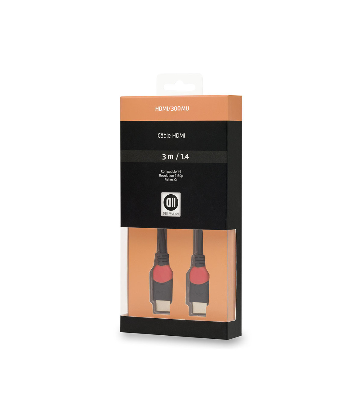 C ble HDMI 1.4 M/M - High Speed HD 3 m - Fiches Or