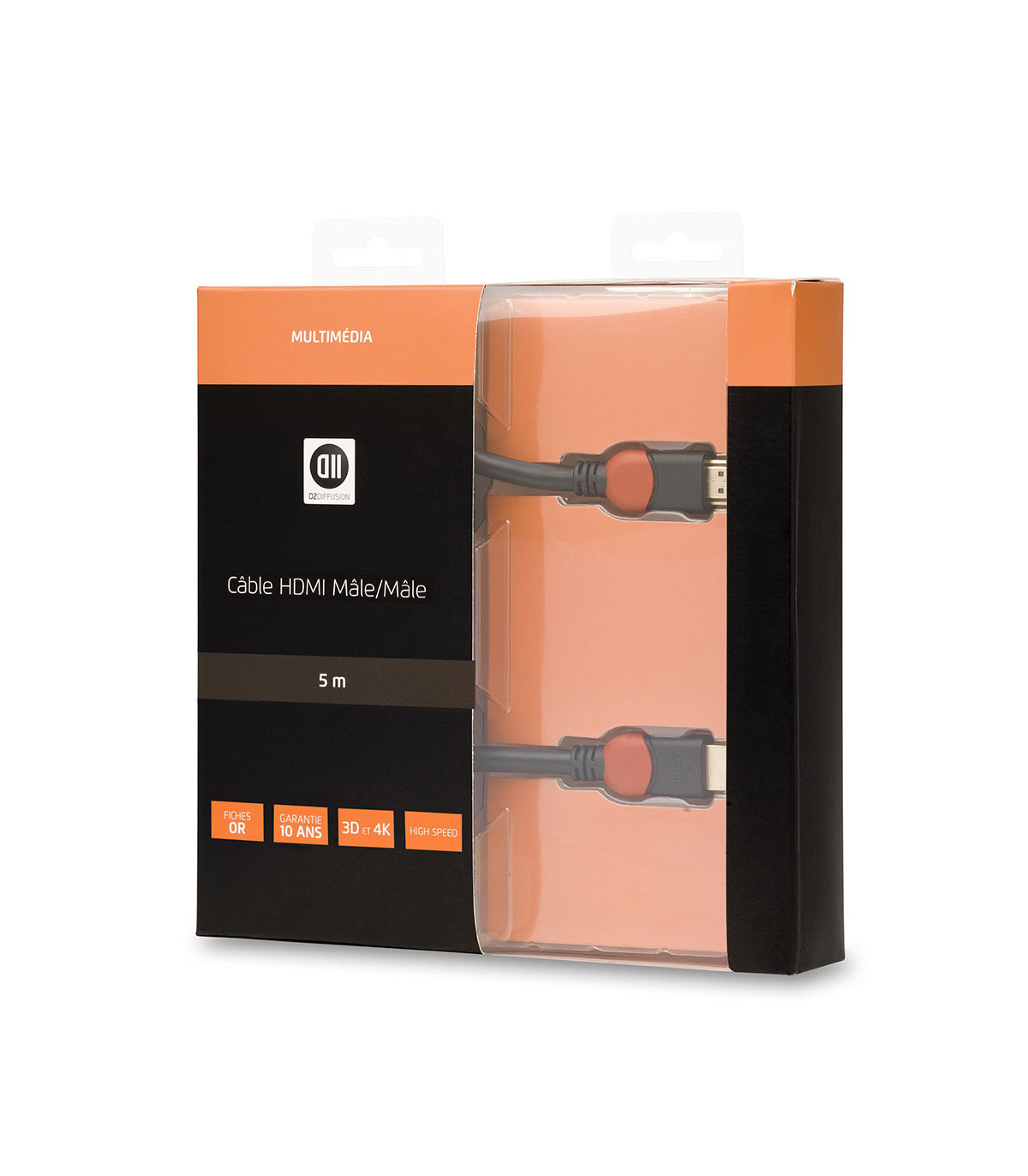 C ble HDMI 1.4 M le/M le 5 m - Fiches Or - High Speed HD