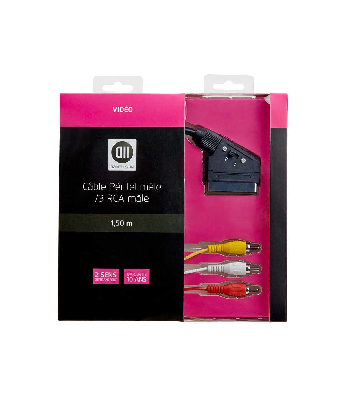 C ble péritel m le / 3 RCA 1.50m fonctionne dans les 2 sens