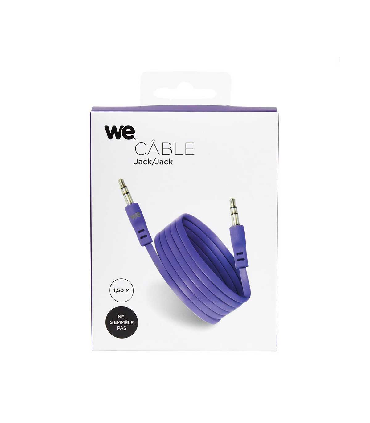 C ble Jack/Jack M/M plat 1.50m - violet 3.5mm