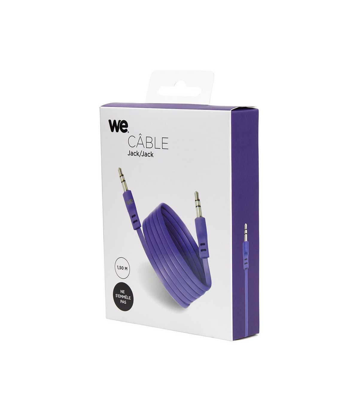 C ble Jack/Jack M/M plat 1.50m - violet 3.5mm