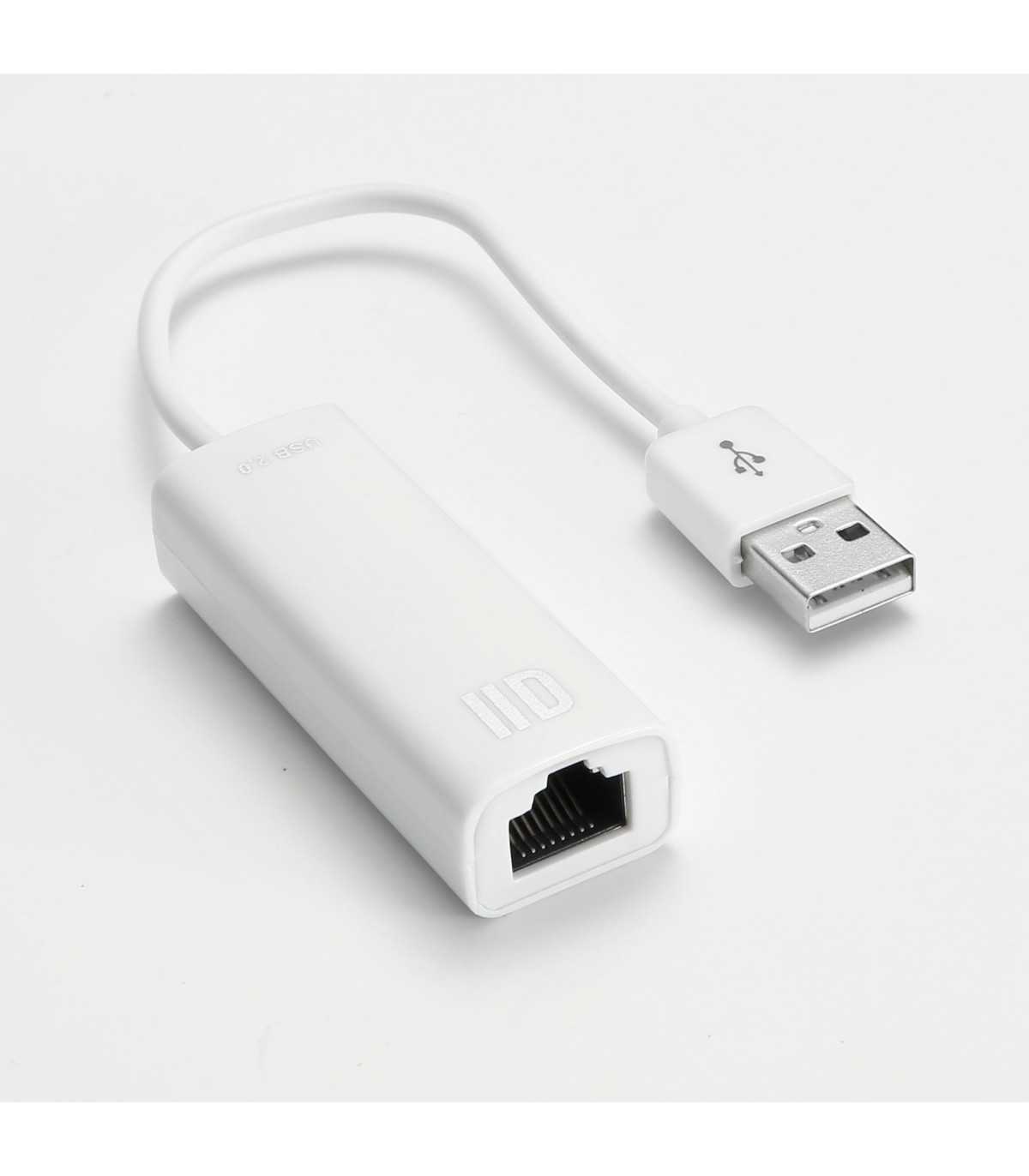 Adapateur USB2.0 m le/RJ45 femelle blanc - compatible 10/100Mbps Plug&Play