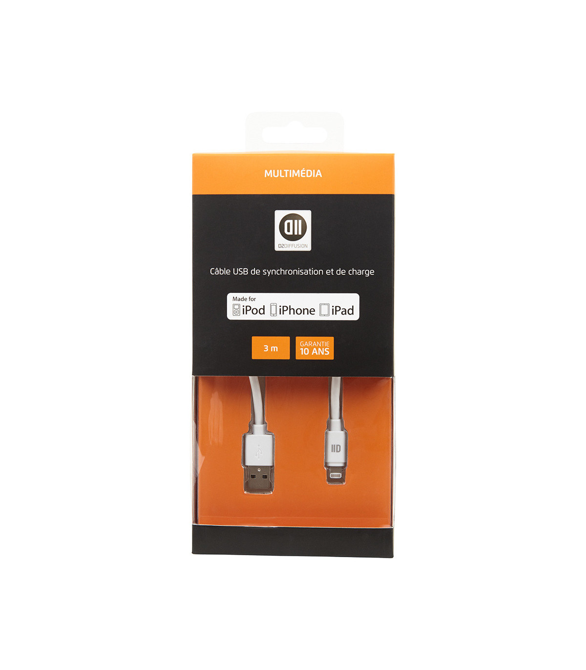 C ble USB pour Apple Lighting 3 m blanc