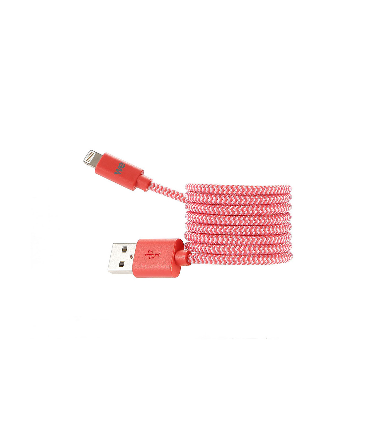 C ble USB/Lightning nylon tressé 1m - rouge & blanc