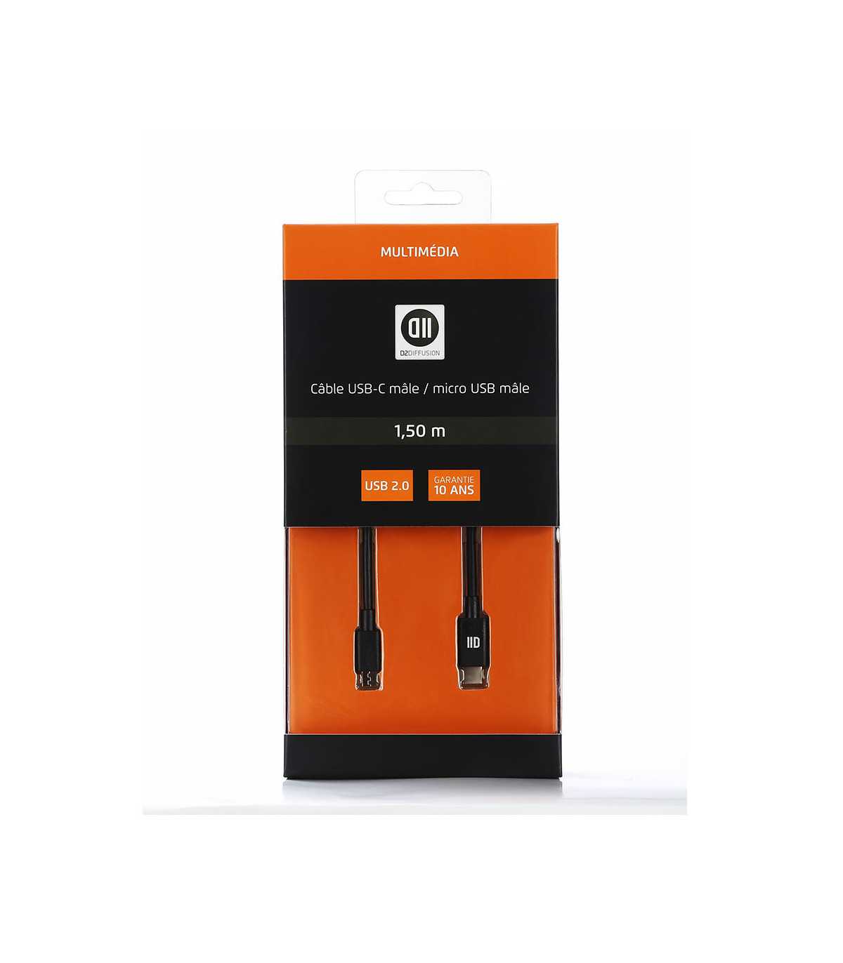 C ble USB-C m le/micro USB m le noir - USB 2.0 - 1.50m