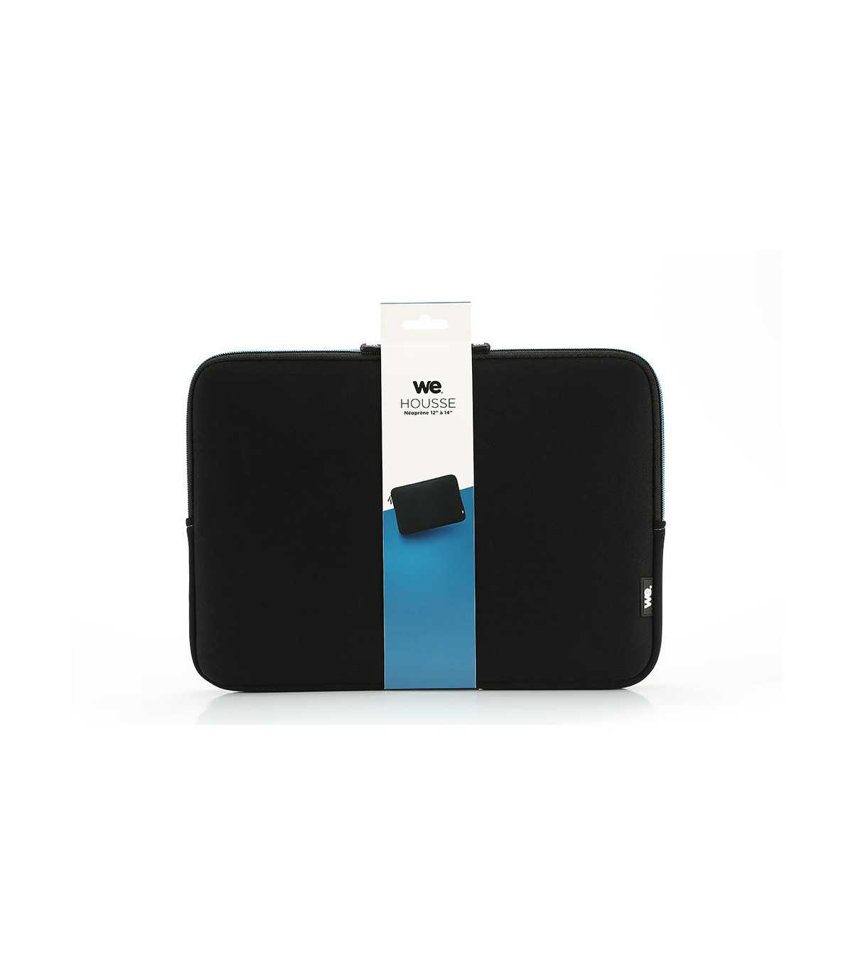 HOUSSE NEOPRENE SLEEVE 12-14 NOIRE SURPIQURE BLEU CANARD épaisseur de 4mm