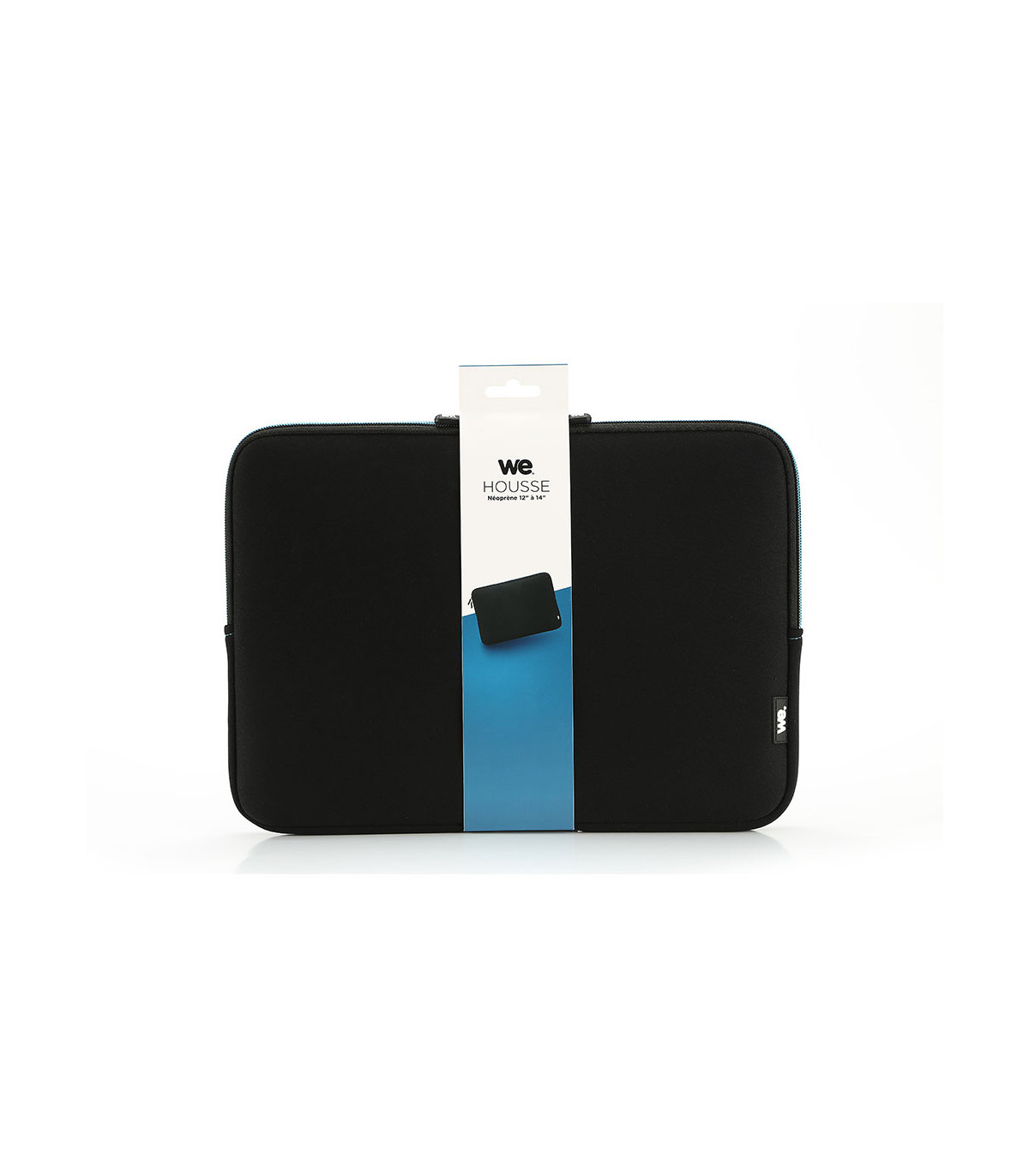 HOUSSE NEOPRENE SLEEVE 12-14 NOIRE SURPIQURE BLEU CANARD épaisseur de 4mm