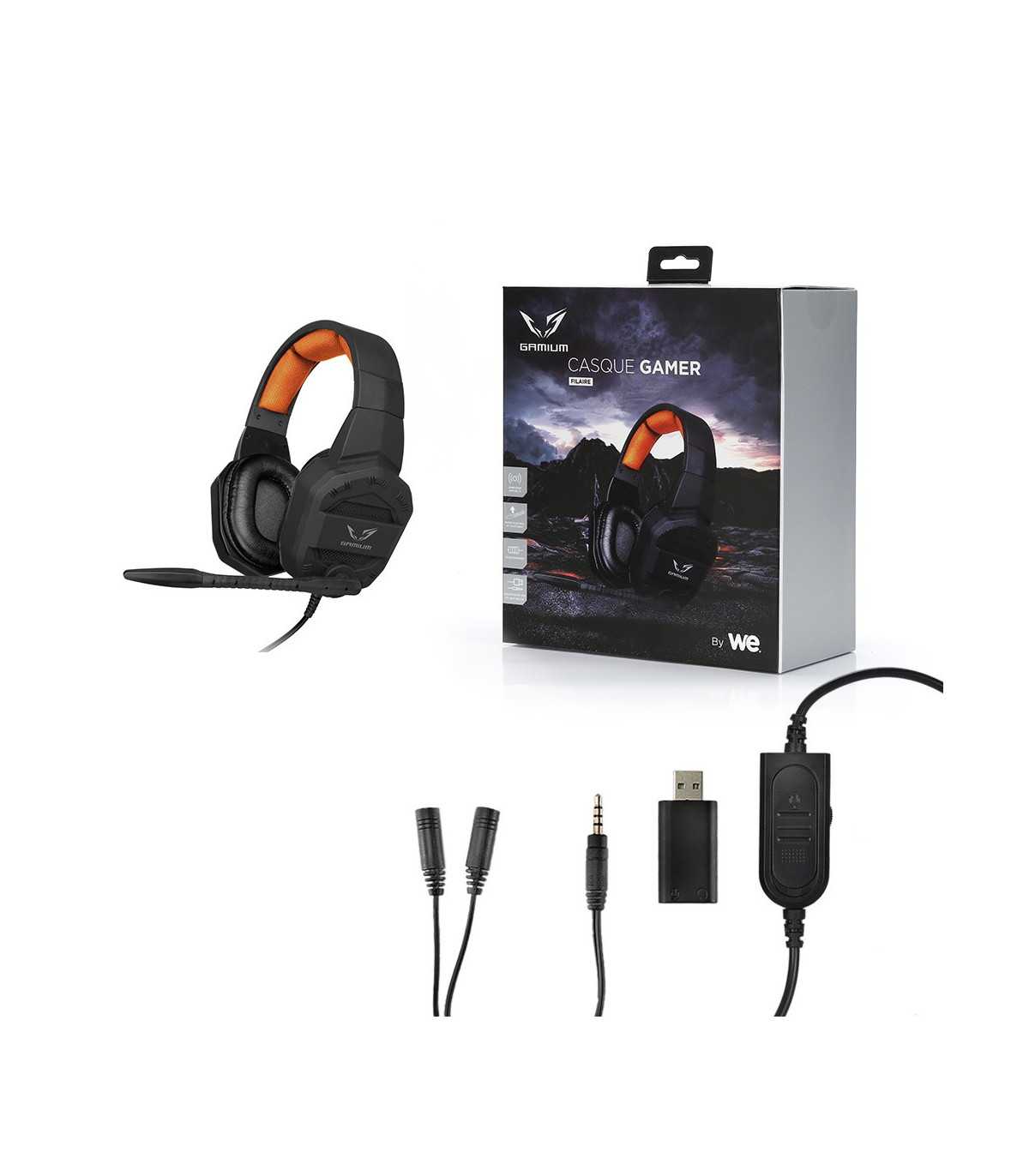 Casque Gamer filaire sortie 2 jack Surround virtuel 7.1 micro adaptateur 2 j