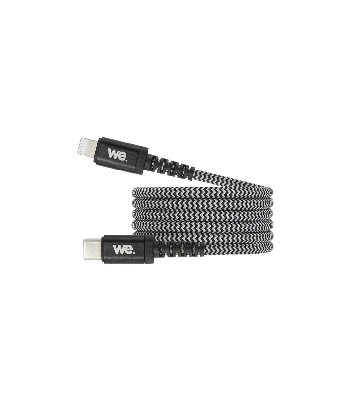 C ble USB-C/Lightning nylon tressé 1m - noir & blanc Charge rapide Connecteurs e