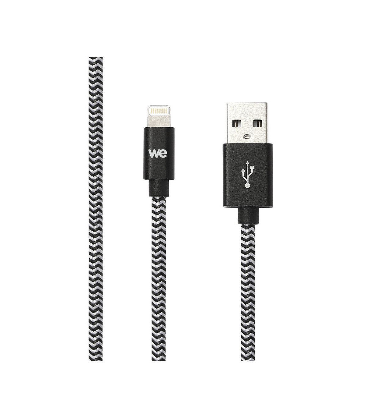 C ble USB-C/Lightning nylon tressé 2m - noir & blanc Charge rapide Connecteurs e