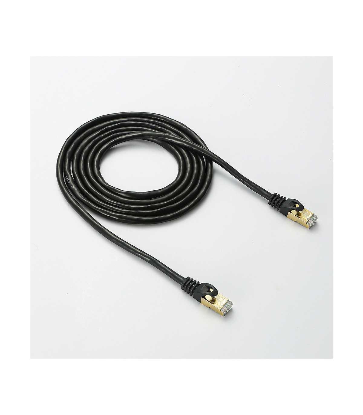 C ble RJ45 droit couleur noir - 2m S/STP Cat 8 avec snagless et connecteurs en o
