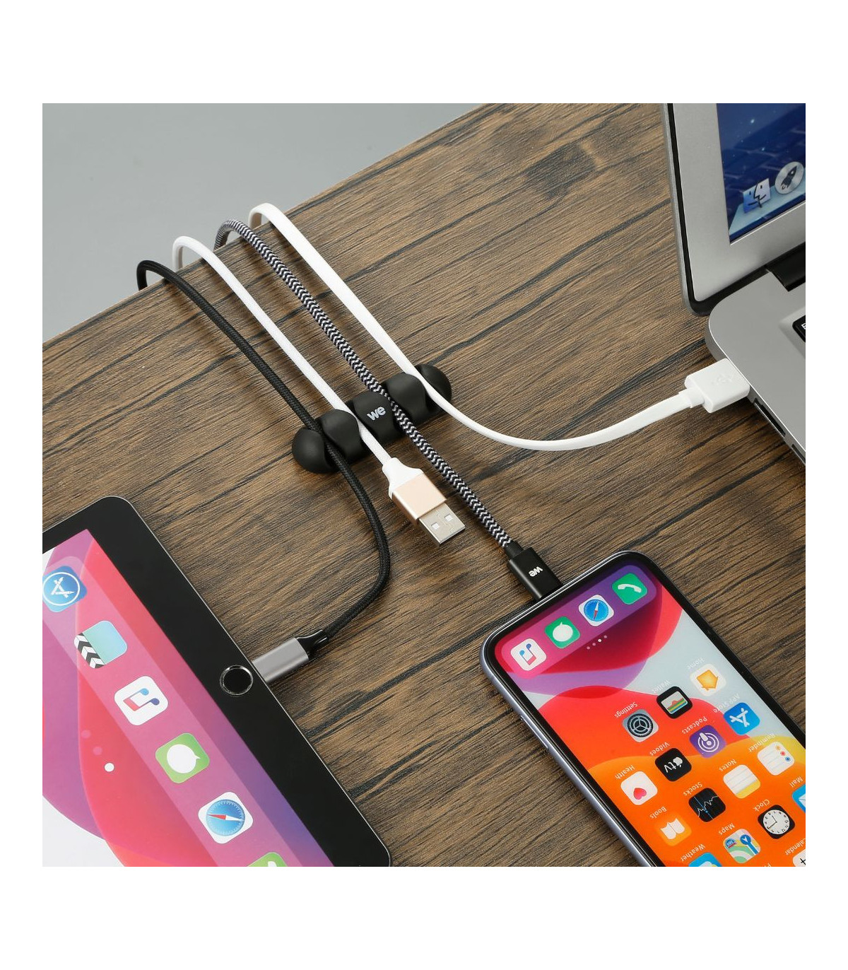 WE Organisateur de c bles pour bureau ou voiture - 4 emplacements x 2pcs - en si