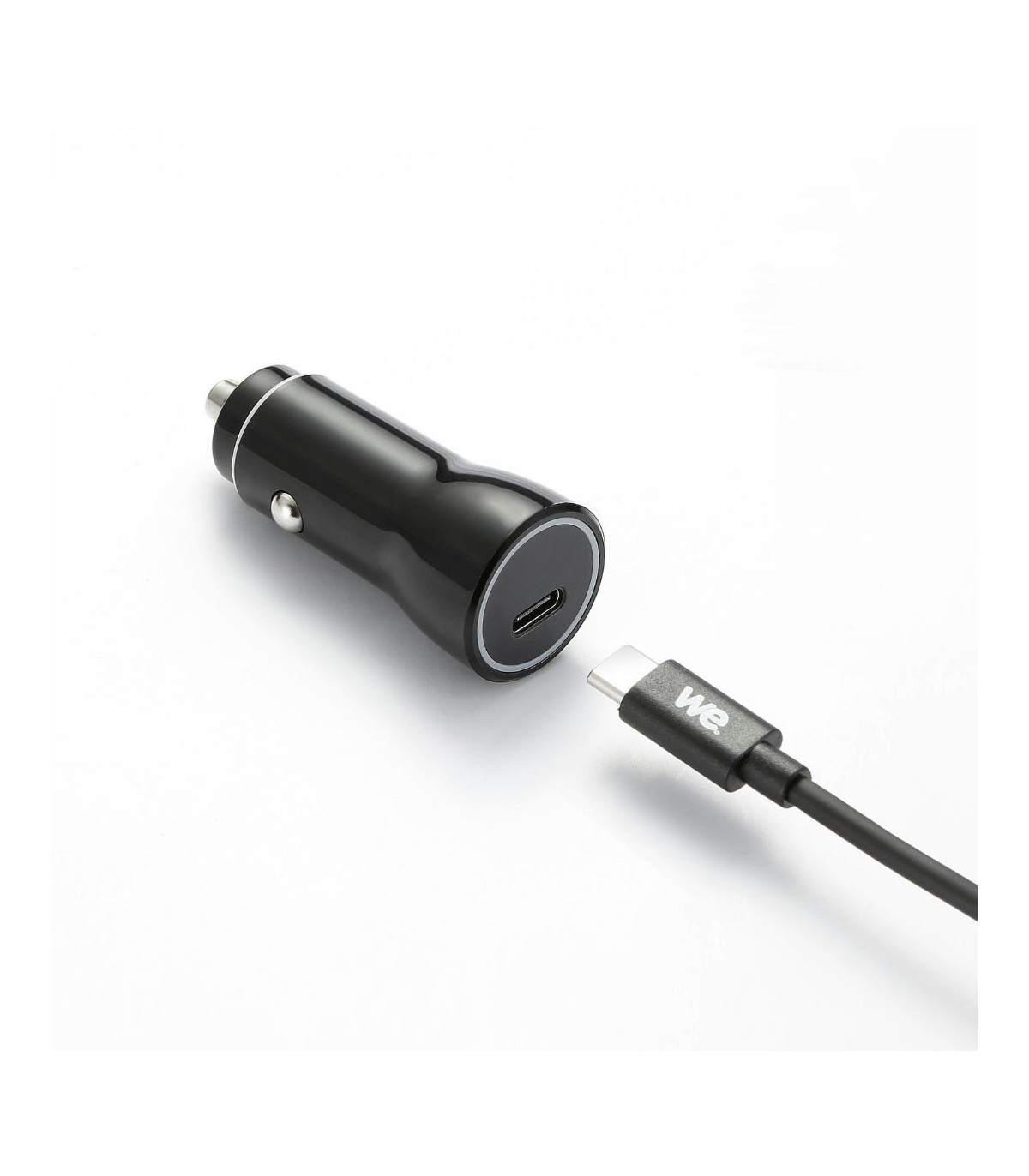 WE Chargeur allume-cigare 1 port USB-C - 20W/3A - avec c ble USB-C/USB-C torsadé