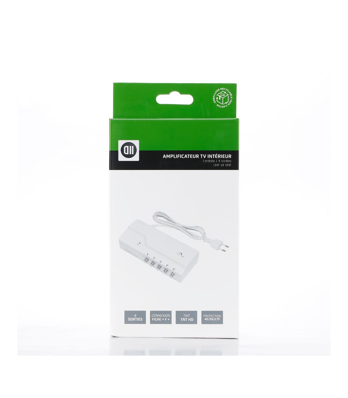 Amplificateur/répartiteur TV - 4 sorties - Gain 26 dB - Fréquence max. 862 MHz -