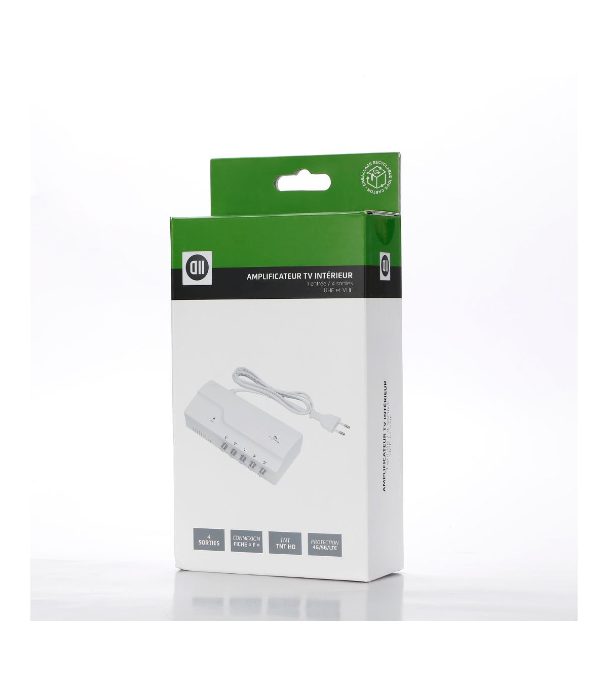 Amplificateur/répartiteur TV - 4 sorties - Gain 26 dB - Fréquence max. 862 MHz -