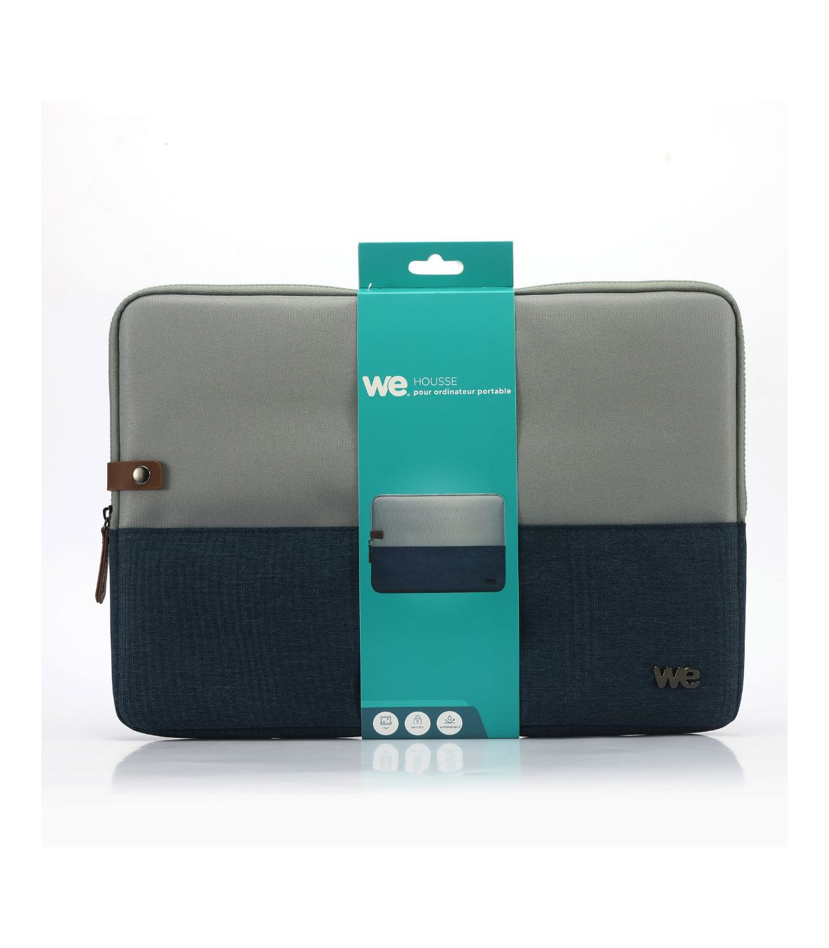 HOUSSE sleeve PC 15.6 '' bicolore BLEU, protection antchoc, attache antivol 40