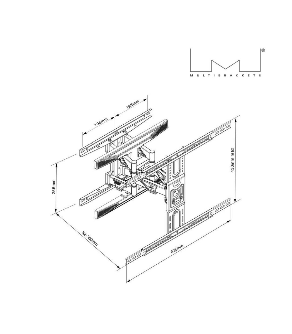 Support mural orientable MULTIBRACK ETS Noir pr moniteur 114,3cm 45 190,5 cm 75