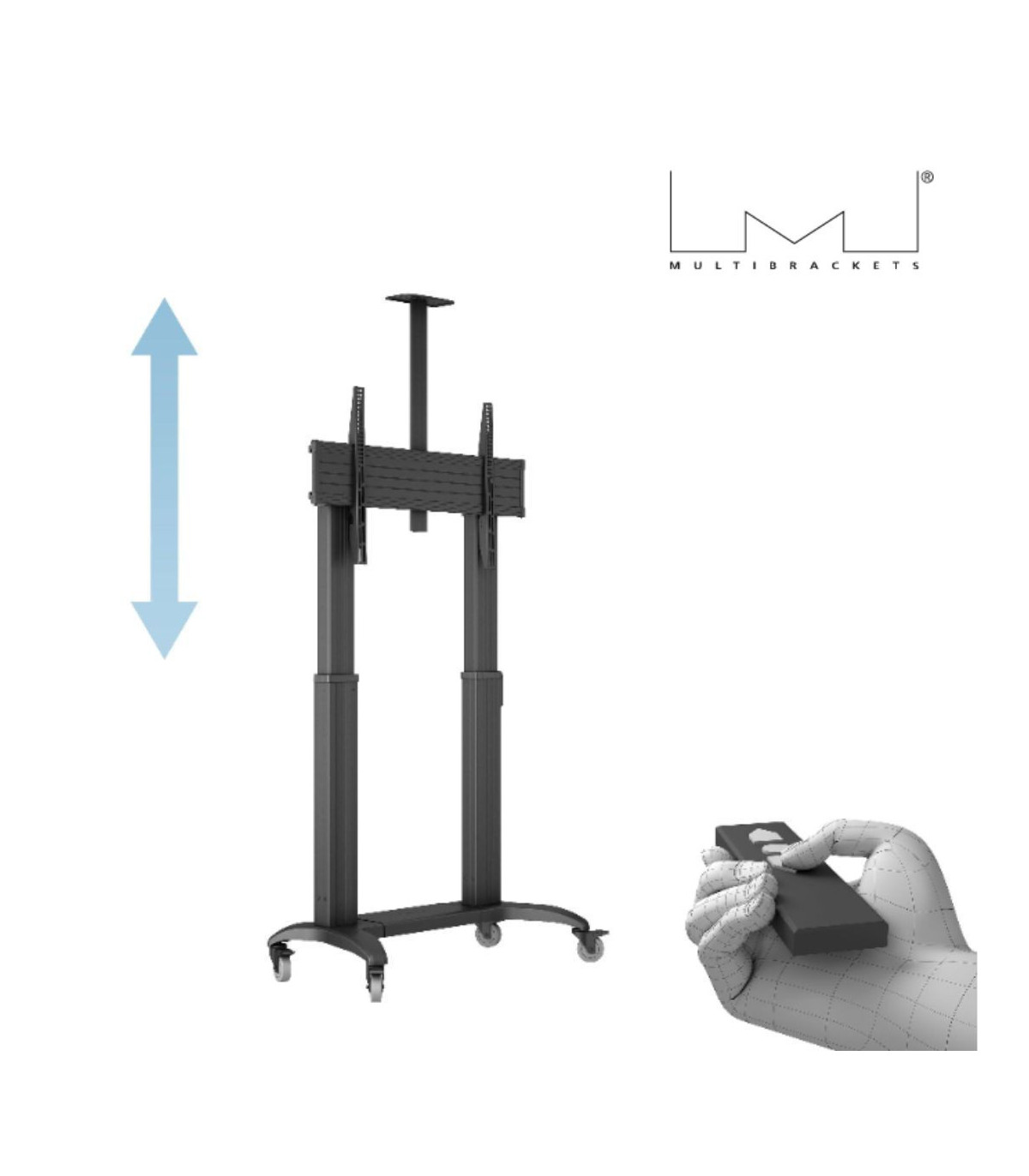 Support Pied à roulettes motorisé MULTIBRACKETS Noir pour moniteur 65-110 Cap