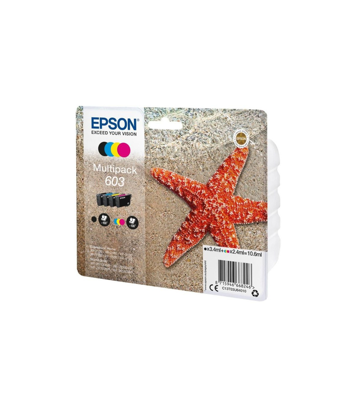 EPSON Multipack Etoile de Mer 603 3,4ml noir, 2,4ml C,M,Y