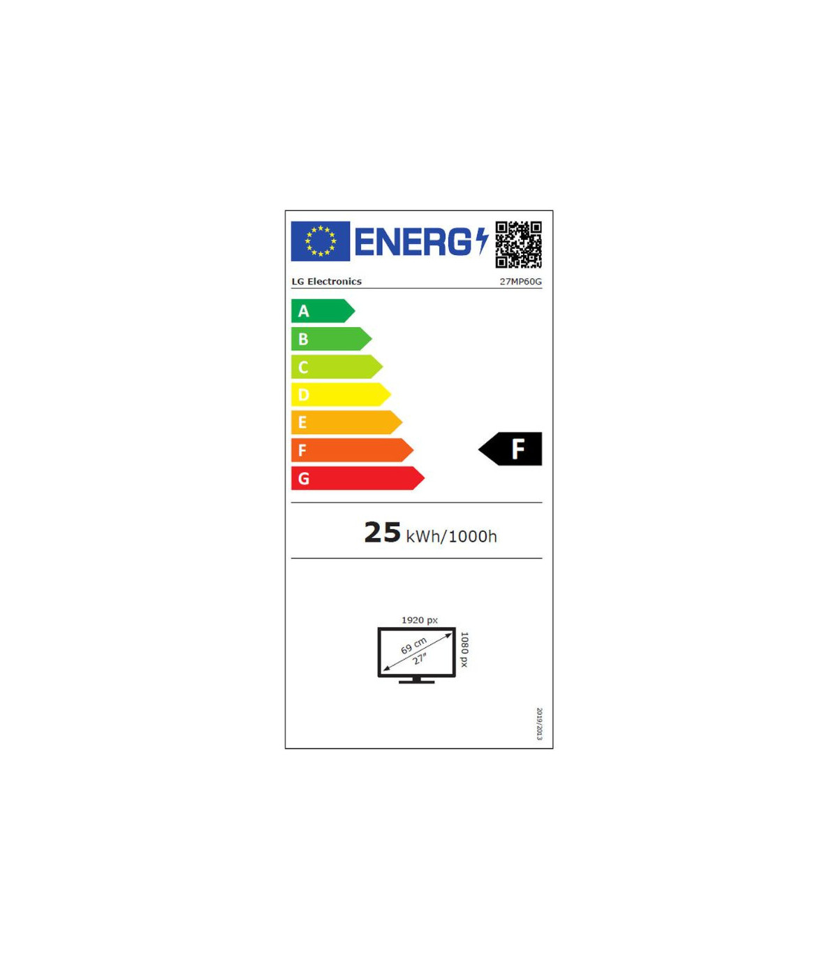 ECRAN LG 27 Noir 27MP60GP-B 16:9 FHD 5ms 1920 1080 250cd/m2 75Hz HDMI DisplayPo